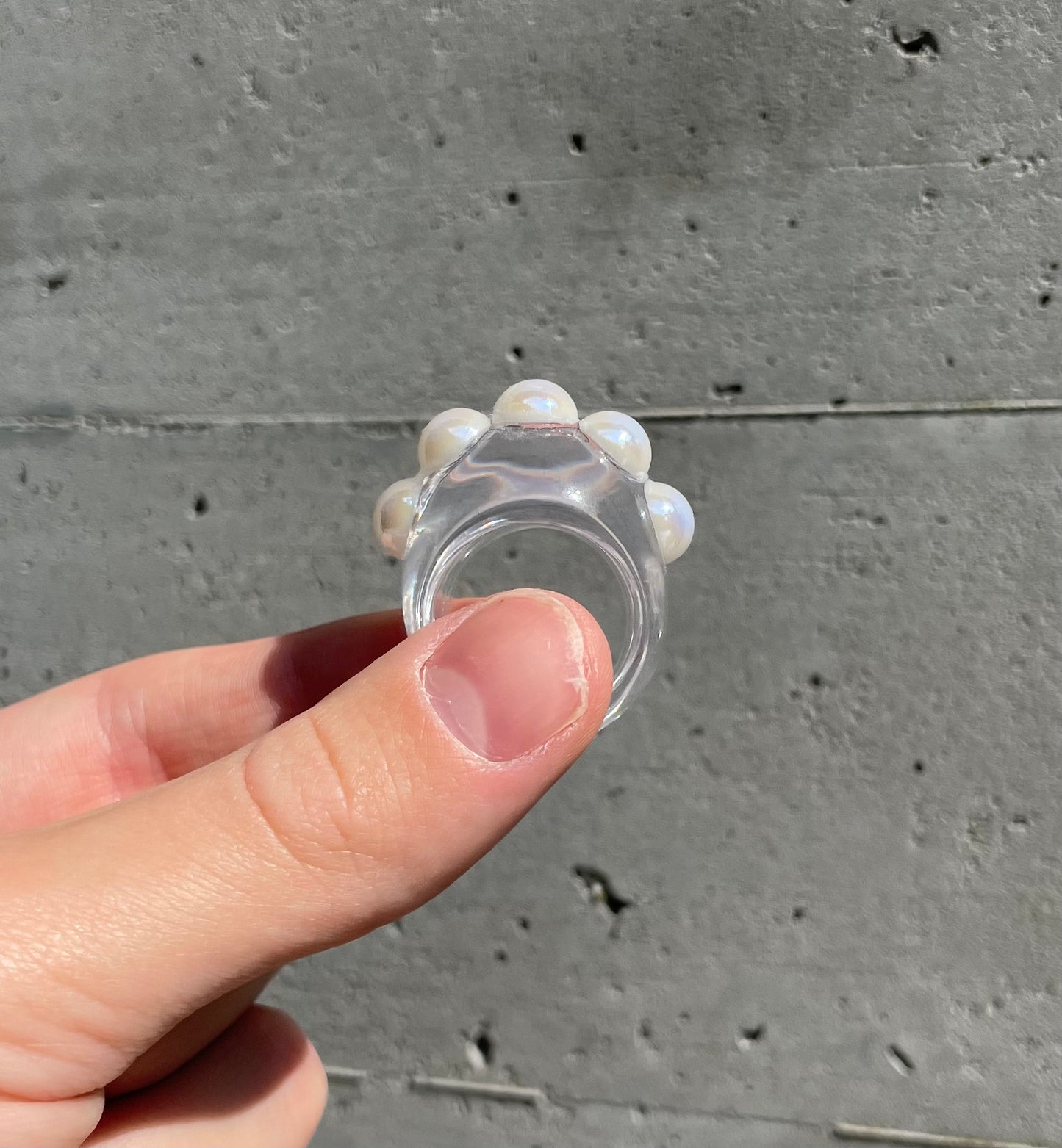 Pearl clear bubble and Pearl clear ring set