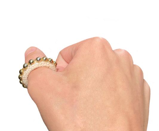Mini cream gold bead ring