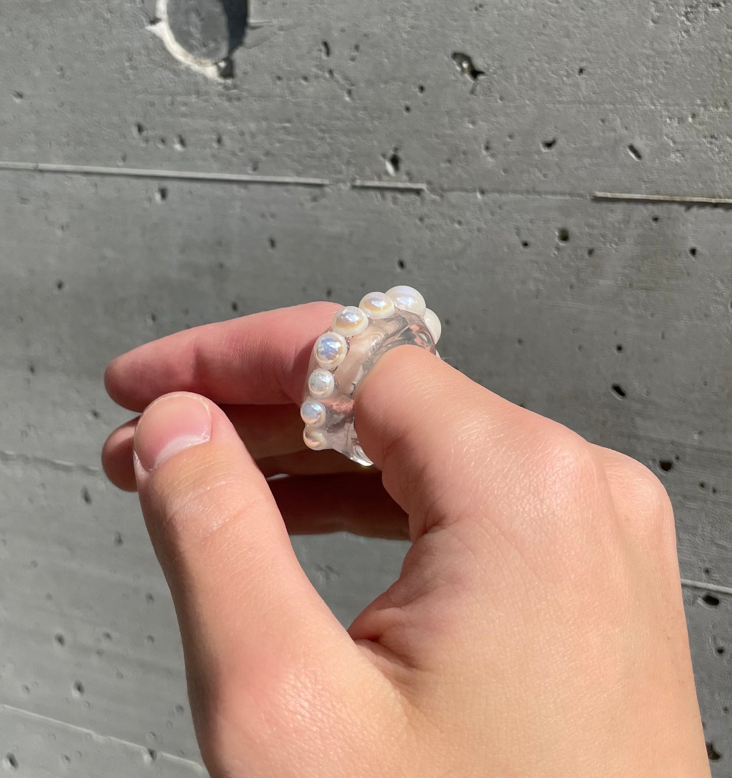 Pearl clear bubble and Pearl clear ring set