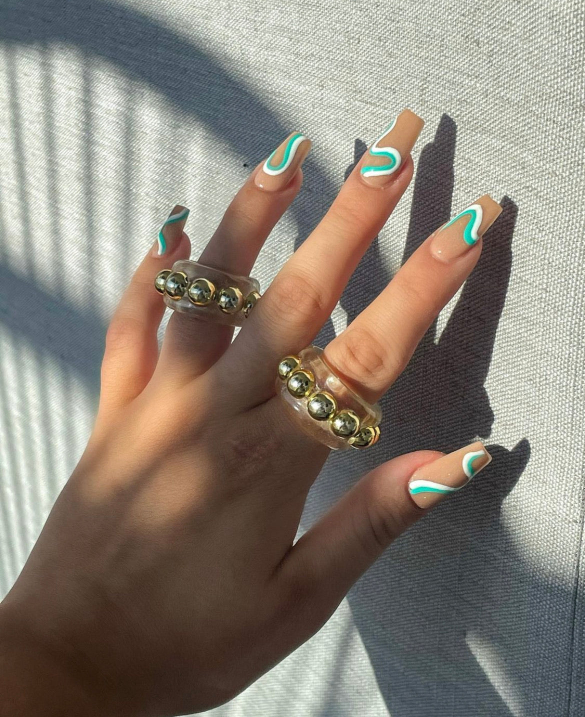 Gold bead rings set