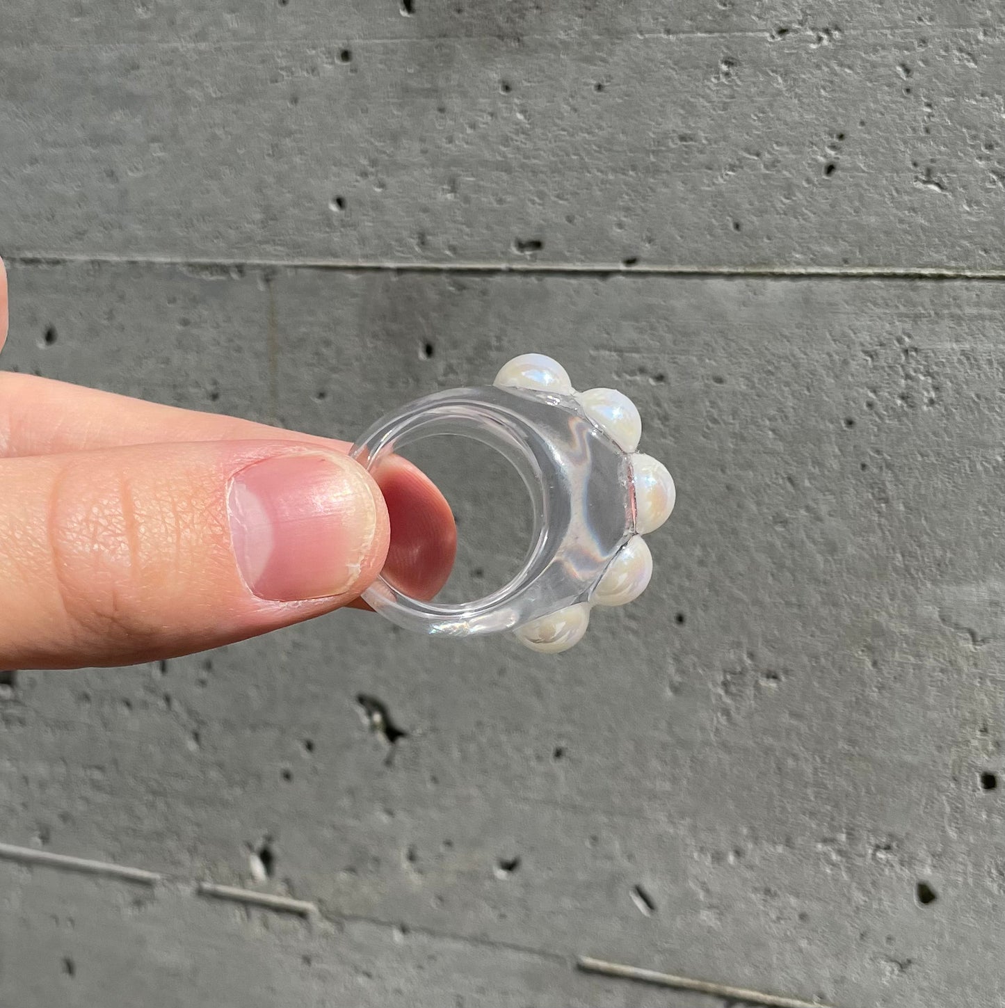 Pearl clear bubble ring