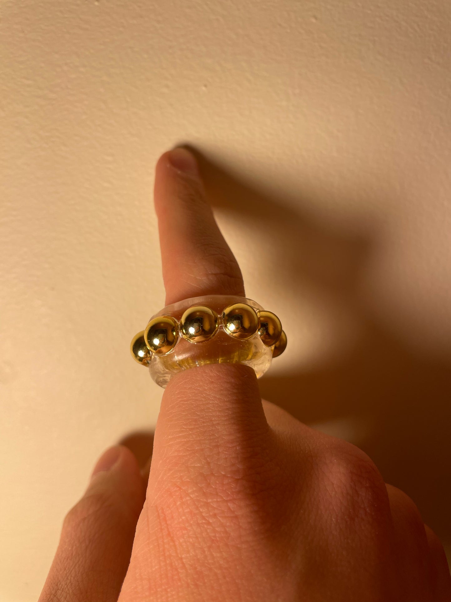 Evil eye and gold bead ring set